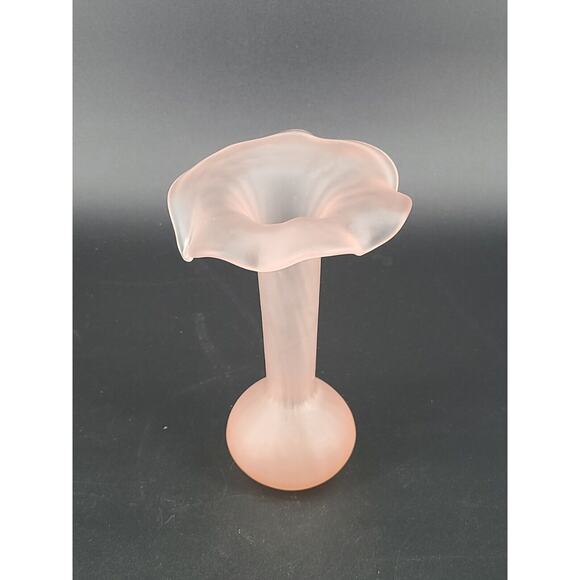 Vintage Art Glass Pink Satin Jack in the Pulpit Vase - Picture 2 of 4